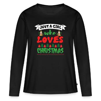 Weihnachten Juste une fille qui aime Noël - T-shirt manches longues Premium bio Femme - noir - Devant - Julia (174cm)