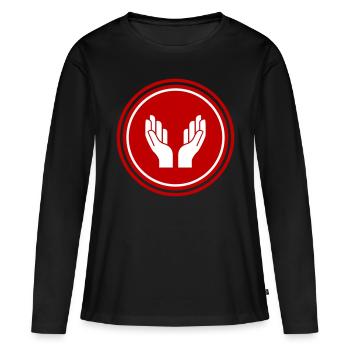 Icône d’icône de mains - T-shirt manches longues Premium bio Femme - noir - Devant - Julia (174cm)