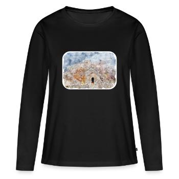 Illustration de l’esquisse à l’aquarelle de Pékin - T-shirt manches longues Premium bio Femme - noir - Devant - Julia (174cm)
