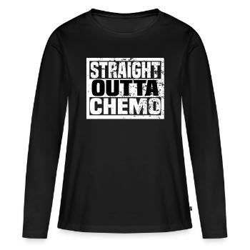Straight Outta Chimio - T-shirt manches longues Premium bio Femme - noir - Devant - Julia (174cm)