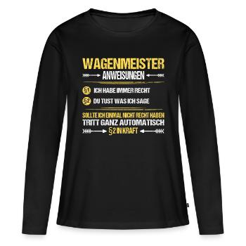 Wagenmeister Eisenbahn Hotel Spruch Lustig Witzig - Frauen Premium Bio Langarmshirt - Schwarz - Vorne - Julia (174cm)
