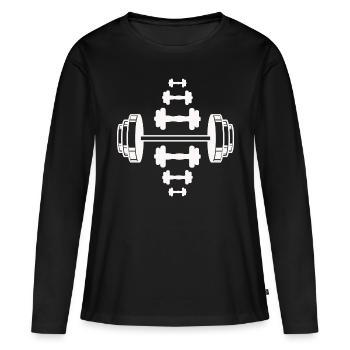 Musculation - Haltérophilie Fitness Workout Gym - T-shirt manches longues Premium bio Femme - noir - Devant - Julia (174cm)