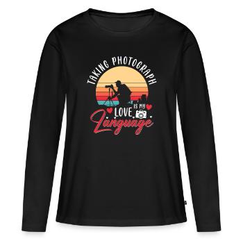 Image photo de l’appareil photo - T-shirt manches longues Premium bio Femme - noir - Devant - Julia (174cm)