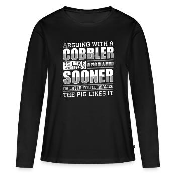 Cordonnier Bottes de travail Cordonnier - T-shirt manches longues Premium bio Femme - noir - Devant - Julia (174cm)