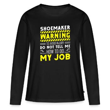 Cordonnier Artisan - T-shirt manches longues Premium bio Femme - noir - Devant - Julia (174cm)