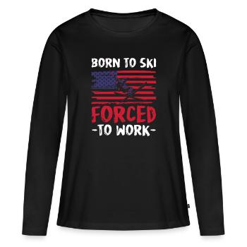 Ski Piste Moniteur de ski Skieur - T-shirt manches longues Premium bio Femme - noir - Devant - Julia (174cm)