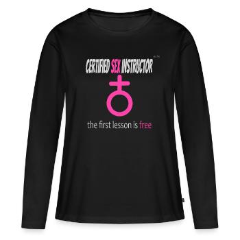 Sex instructor -female version - Women's Premium Organic Long Sleeve Shirt - black - Front - Julia (174cm)