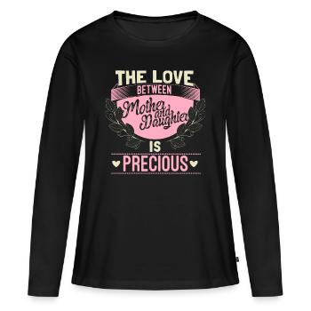 Cadeau de cohésion des amis mère et fille - T-shirt manches longues Premium bio Femme - noir - Devant - Julia (174cm)