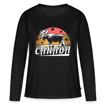 Nation du wapiti du Canada - T-shirt manches longues Premium bio Femme - noir - Devant - Julia (174cm)