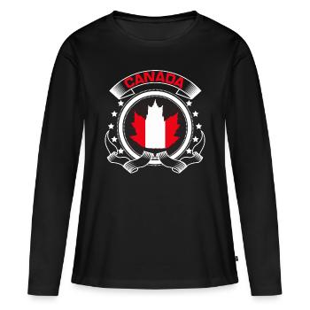 Idée cadeau du drapeau canadien du Canada - T-shirt manches longues Premium bio Femme - noir - Devant - Julia (174cm)