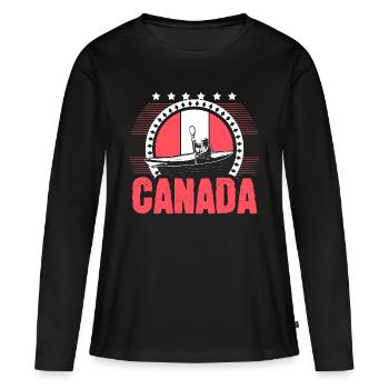 Pays de la feuille d’érable au Canada - T-shirt manches longues Premium bio Femme - noir - Devant - Julia (174cm)