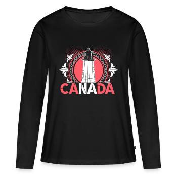 Feuille d’érable du Canada - T-shirt manches longues Premium bio Femme - noir - Devant - Julia (174cm)