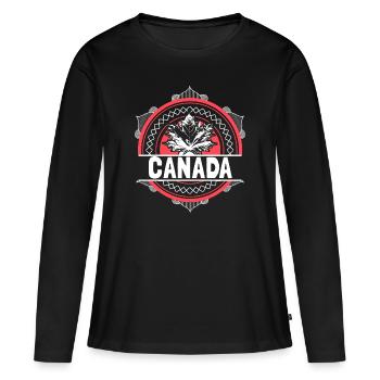 Cadeau d’origine canadienne - T-shirt manches longues Premium bio Femme - noir - Devant - Julia (174cm)