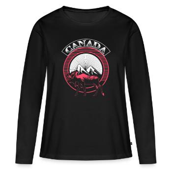 Idée cadeau Canada Snow State - T-shirt manches longues Premium bio Femme - noir - Devant - Julia (174cm)
