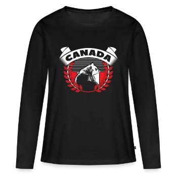Cadeau du drapeau de la feuille d’érable du Canada - T-shirt manches longues Premium bio Femme - noir - Devant - Julia (174cm)