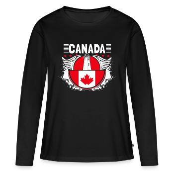 Pays du wapiti du Canada - T-shirt manches longues Premium bio Femme - noir - Devant - Julia (174cm)