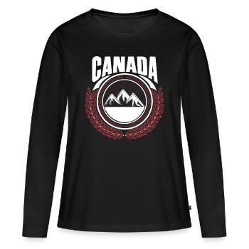Idée cadeau du pays de naissance de l’érable Canada - T-shirt manches longues Premium bio Femme - noir - Devant - Julia (174cm)