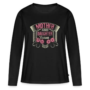 Mutter Tochter Familie Mutterliebe - Frauen Premium Bio Langarmshirt - Schwarz - Vorne - Julia (174cm)