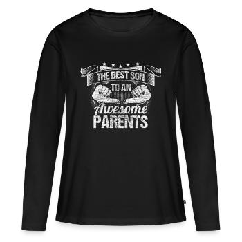 Meilleurs fils fils - T-shirt manches longues Premium bio Femme - noir - Devant - Julia (174cm)