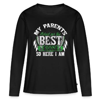 Meilleurs fils fils - T-shirt manches longues Premium bio Femme - noir - Devant - Julia (174cm)