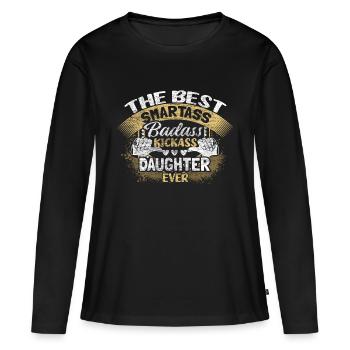 Fille fille - T-shirt manches longues Premium bio Femme - noir - Devant - Julia (174cm)