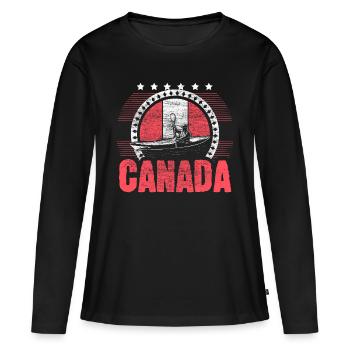 Cadeau de naissance pour pays du Canada - T-shirt manches longues Premium bio Femme - noir - Devant - Julia (174cm)