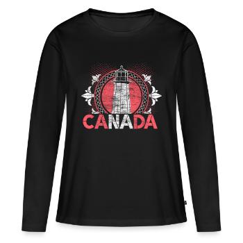 Origine de la neige au Canada - T-shirt manches longues Premium bio Femme - noir - Devant - Julia (174cm)