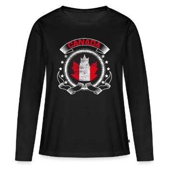 Kanada Ahorn - Frauen Premium Bio Langarmshirt - Schwarz - Vorne - Julia (174cm)
