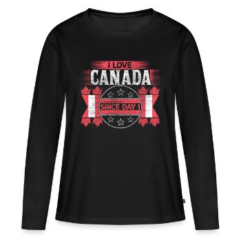 Idée cadeau Canada Snow Origin - T-shirt manches longues Premium bio Femme - noir - Devant - Julia (174cm)