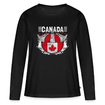 Feuille d’érable du Canada - T-shirt manches longues Premium bio Femme - noir - Devant - Julia (174cm)