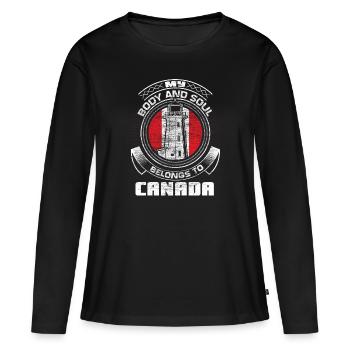 Idée cadeau du pays de naissance du wapiti du Canada - T-shirt manches longues Premium bio Femme - noir - Devant - Julia (174cm)