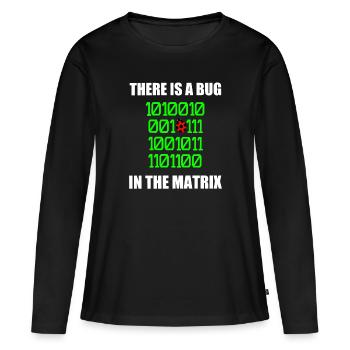 Il y a un bug dans la matrice coccinelle jeu de mots, binaire - T-shirt manches longues Premium bio Femme - noir - Devant - Julia (174cm)