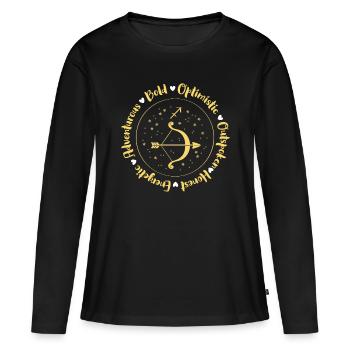 Sternzeichen Aberglaube Geburtsmonat - Frauen Premium Bio Langarmshirt - Schwarz - Vorne - Julia (174cm)