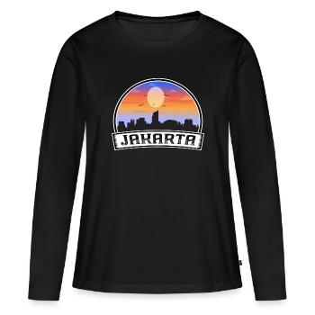 Jakarta Indonésie Skyline Vintage Sunset Travel So - T-shirt manches longues Premium bio Femme - noir - Devant - Julia (174cm)