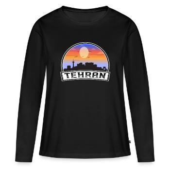 Téhéran Iran Skyline Vintage Sunset Souvenir de voyage - T-shirt manches longues Premium bio Femme - noir - Devant - Julia (174cm)