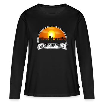 Albuquerque Nouveau-Mexique États-Unis Skyline Vintage Coucher de soleil - T-shirt manches longues Premium bio Femme - noir - Devant - Julia (174cm)