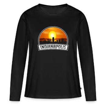 Indianapolis Indiana États-Unis Skyline Vintage Sunset Tr - T-shirt manches longues Premium bio Femme - noir - Devant - Julia (174cm)