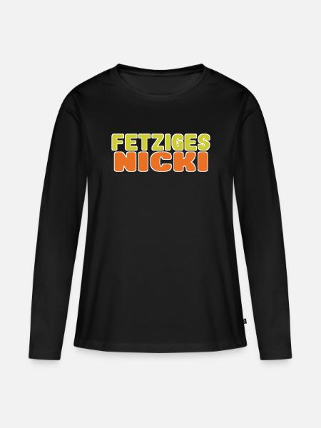 fetziges Nicki 02 - Frauen Premium Bio Langarmshirt - Schwarz