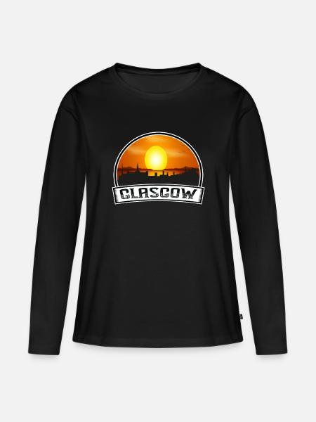 Glasgow Schottland Skyline Vintage Sunset Travel Sou - Frauen Premium Bio Langarmshirt - Schwarz