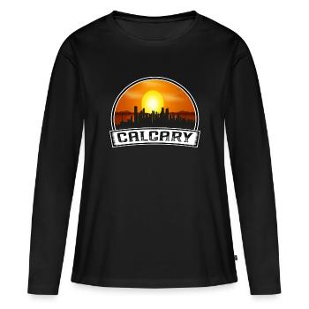 Calgary Canada Skyline Vintage Sunset Travel Souve - T-shirt manches longues Premium bio Femme - noir - Devant - Julia (174cm)