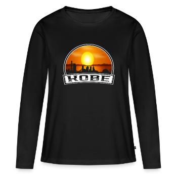 Kobe Japon Skyline Vintage Sunset Travel Souvenir - T-shirt manches longues Premium bio Femme - noir - Devant - Julia (174cm)