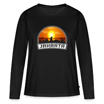 Jakarta Indonésie Skyline Vintage Sunset Voyage So - T-shirt manches longues Premium bio Femme - noir - Devant - Julia (174cm)