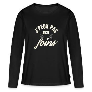 j peux pas j ai foins - T-shirt manches longues Premium bio Femme - noir - Devant - Julia (174cm)