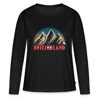 Schweiz Schweizerisch Herkunft Geschenk - Frauen Premium Bio Langarmshirt - Schwarz - Vorne - Julia (174cm)