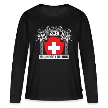 Suisse Origine Cervin - T-shirt manches longues Premium bio Femme - noir - Devant - Julia (174cm)