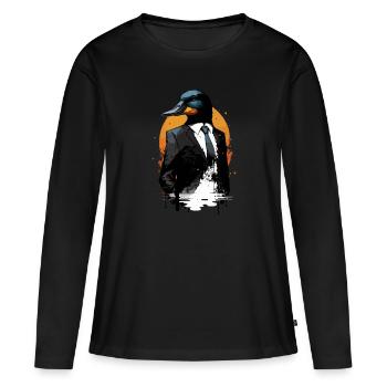 Canard - T-shirt manches longues Premium bio Femme - noir - Devant - Julia (174cm)