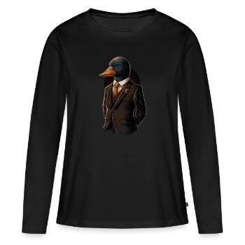 Professeur Duck - T-shirt manches longues Premium bio Femme - noir - Devant - Julia (174cm)