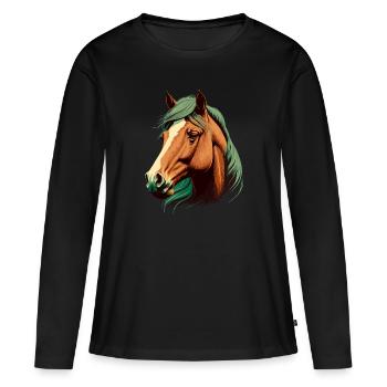 Belle jument - T-shirt manches longues Premium bio Femme - noir - Devant - Julia (174cm)