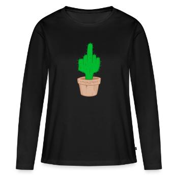 Cactus amicalement. - T-shirt manches longues Premium bio Femme - noir - Devant - Julia (174cm)