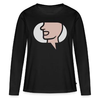 Chat Simple Symbole Bulle - T-shirt manches longues Premium bio Femme - noir - Devant - Julia (174cm)